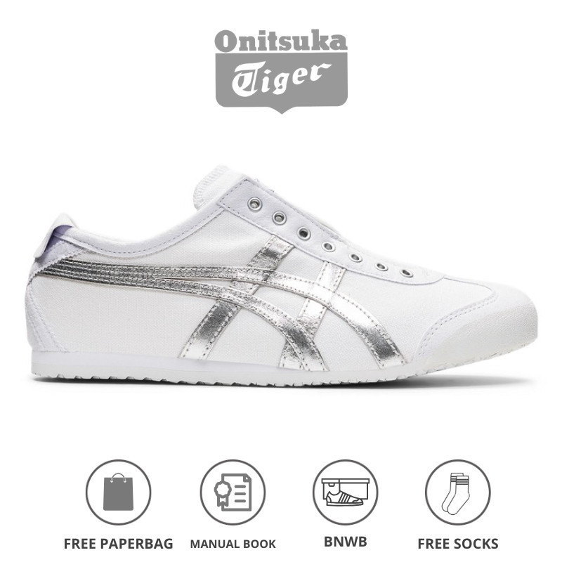 Sepatu Onitsuka Wanita Mexico 66 White Pure Silver – Sneaker Original Jepang Klasik Casual Japan