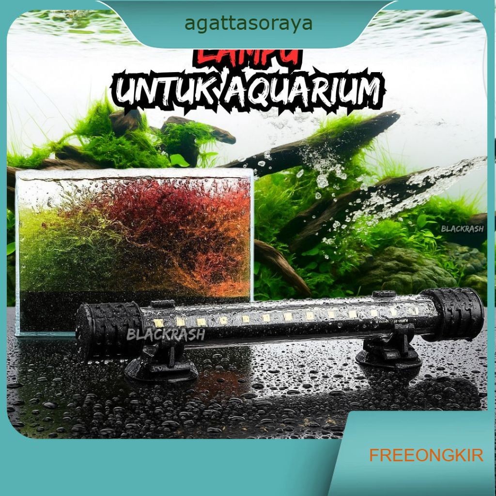 Lampu LED Celup Aquarium 3 Mode Warna (Putih Biru Merah) Aquascape 30–80cm
