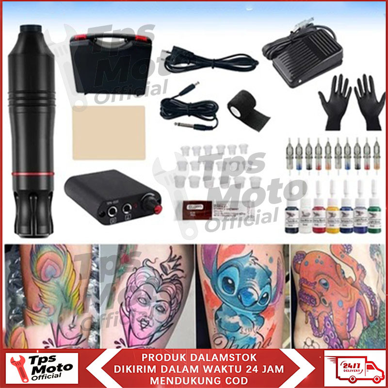 [COD] Blue Whale Set Mesin Tato Rotary Tattoo Gun Machine Kit 11 Sets Kecepatan 1200 RPM Voltase 18 