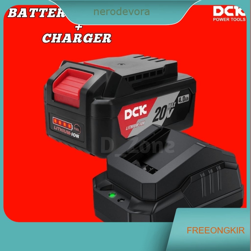 DCK FFBL2040 Battery Cordless Baterai 20V 4Ah DCK Charger Battery FFCL20-02