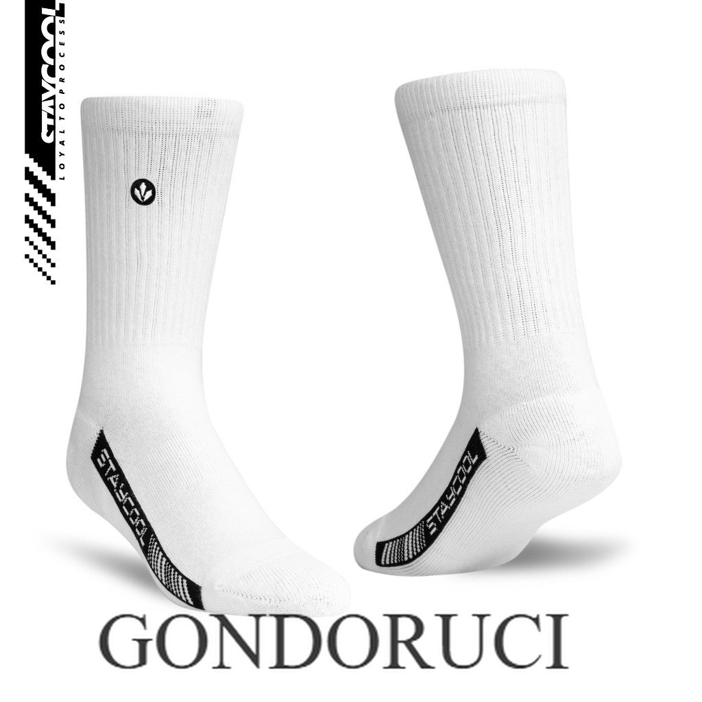 [  GONDORUCI  ]  StayCool Socks Kaos Kaki Fashion Basic OG - Off White