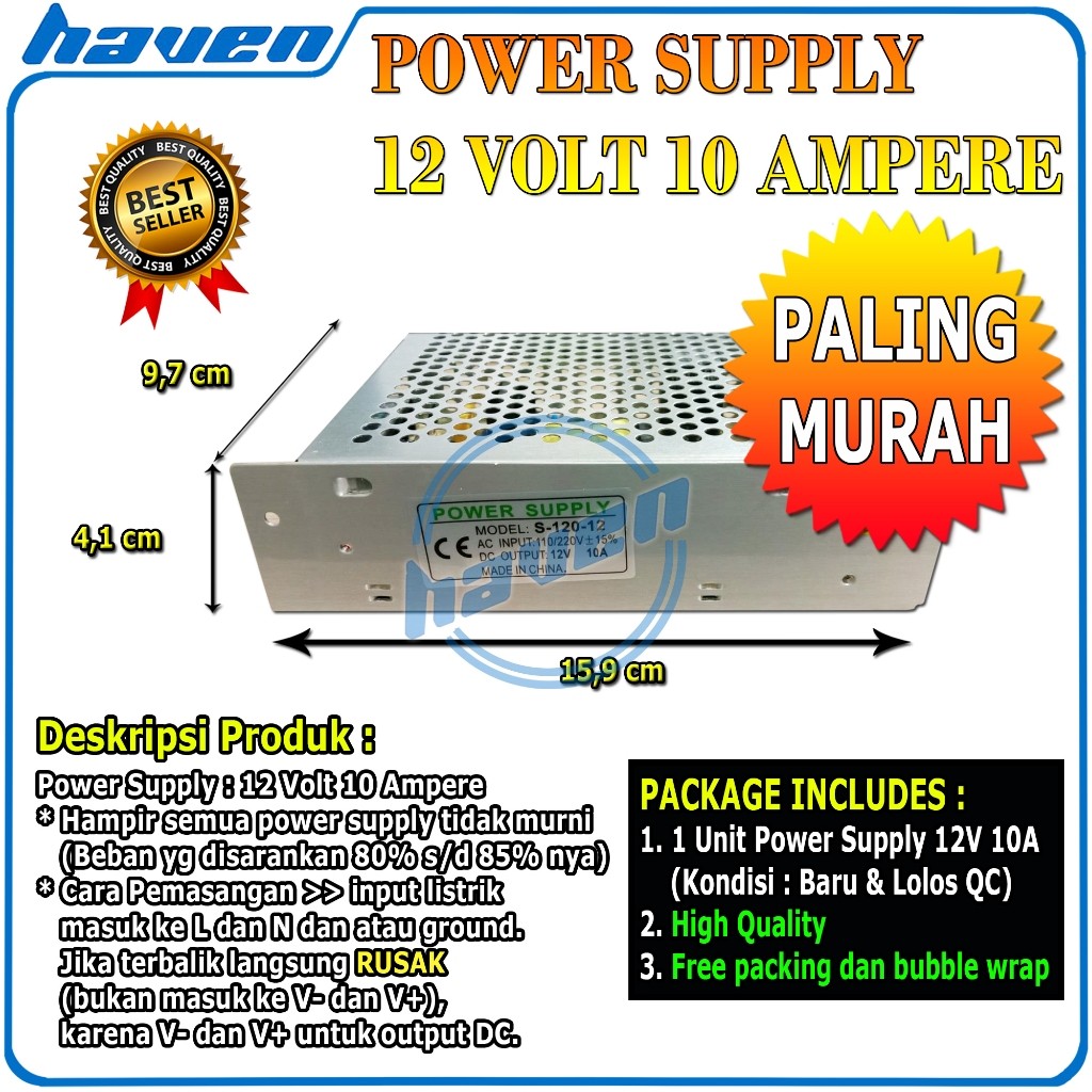POWER SUPPLY 12V 10A / PSU 12V 10A / Power Supply CCTV