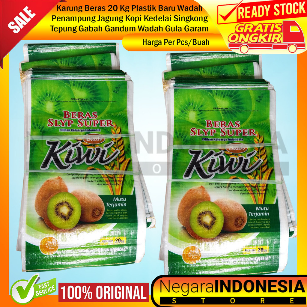 Karung Beras 20 Kg Plastik Baru Merek Random Wadah Tepung Gabah Gandum Gula Garam Penampung Jagung K