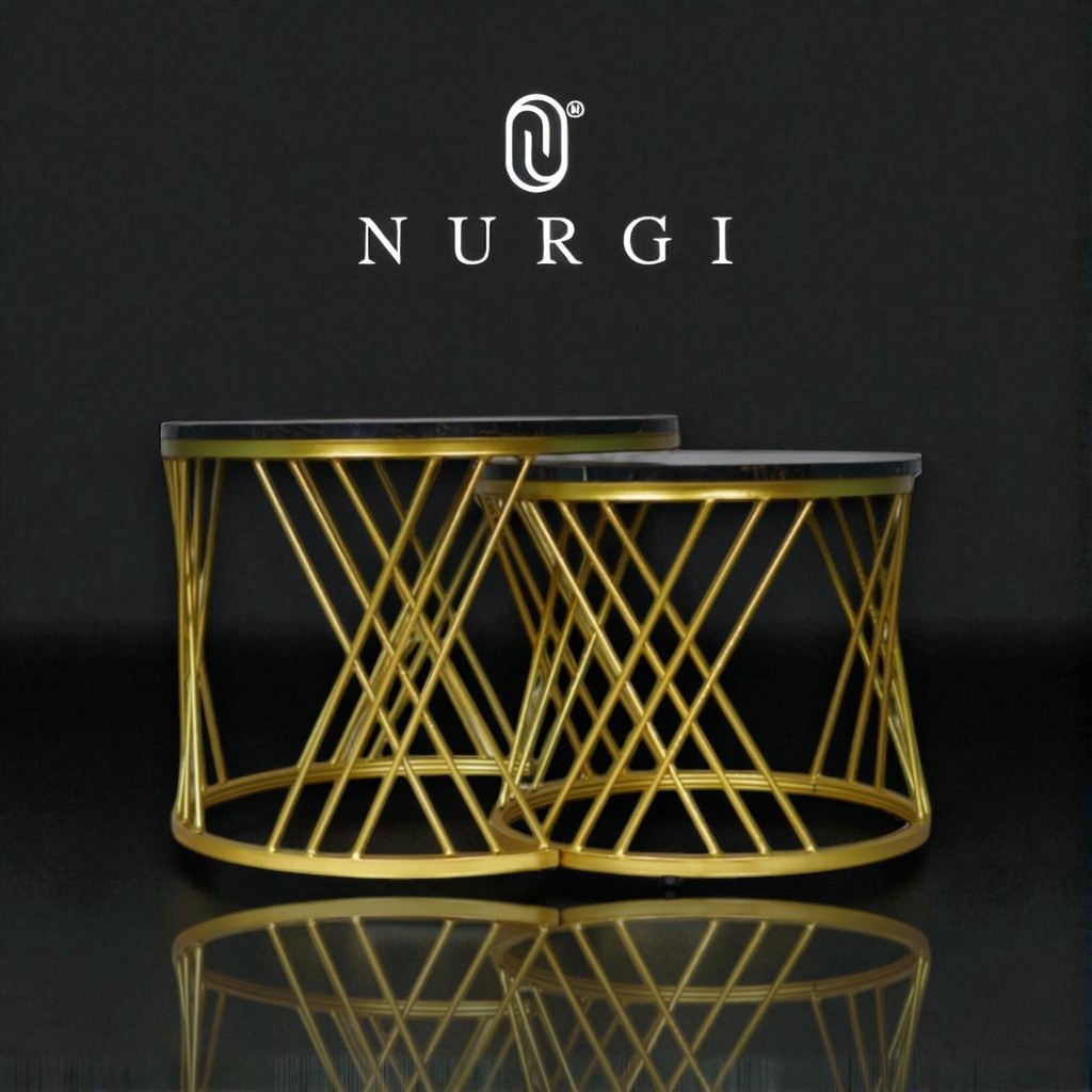 MEJA TAMU MINIMALIS BULAT COUPLE GOLD NG-004 besi furniture Table furniture ruang tamu/meja tamu aes