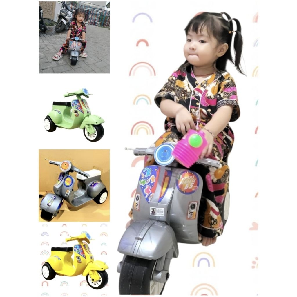 SUMERKAN Mainan Motor vespa ada 3 music dan lampu buat anak kecil paling cocok