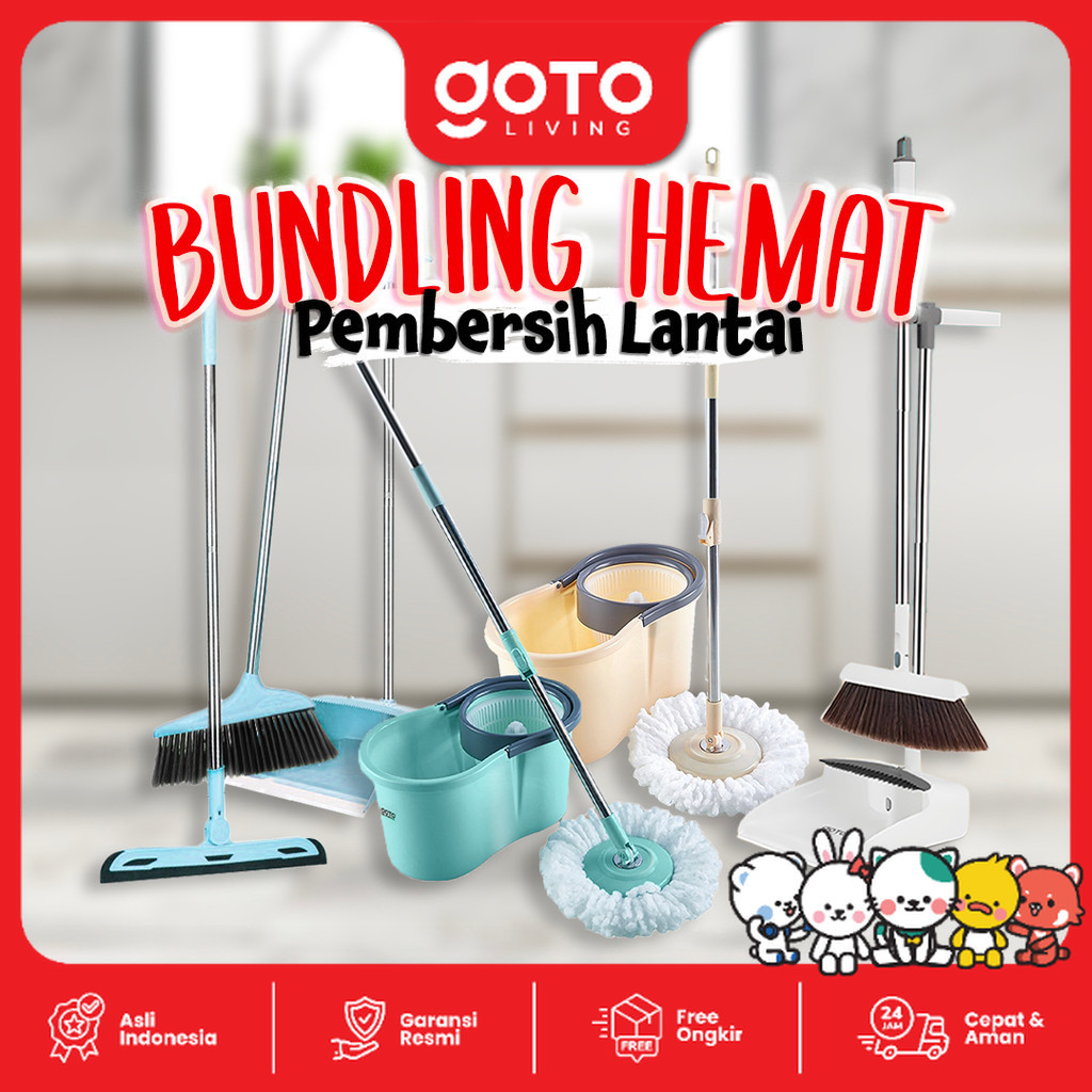 [Bundling Hemat] Goto Pel Pembersih Lantai Spin Mop Ultra + Set Sapu Pengki Lipat Alat Pembersih Lan