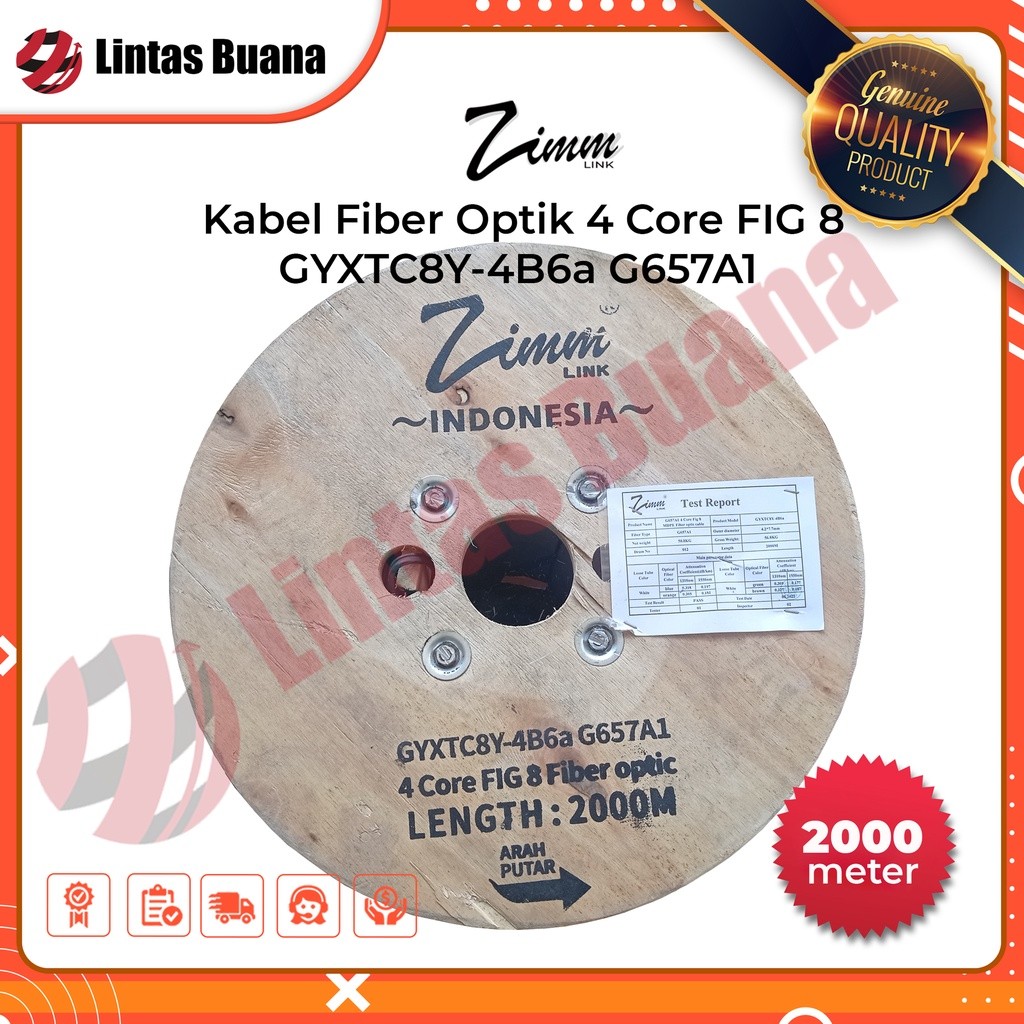 Zimmlink Kabel Drop Core 4 Core FIG 8 Single Mode 2000 Meter