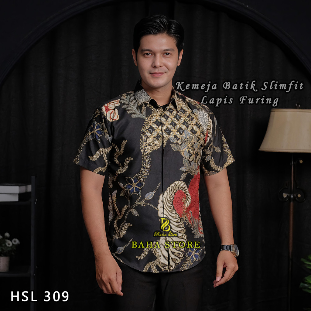Terlaris!!!BAHA STORE Batik full Furing Handmade Lengan Pendek Pria Batik Halus G