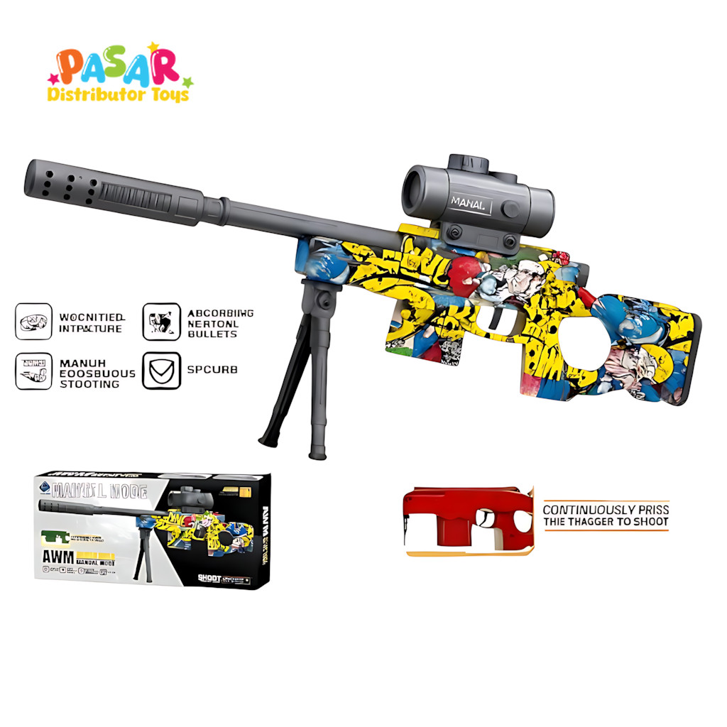 Mainan Anak MANUAL MODE AWM SY-0218 Mainan Tembakan AWM Manual Water Bubble Scope Bipod Mainan Anak