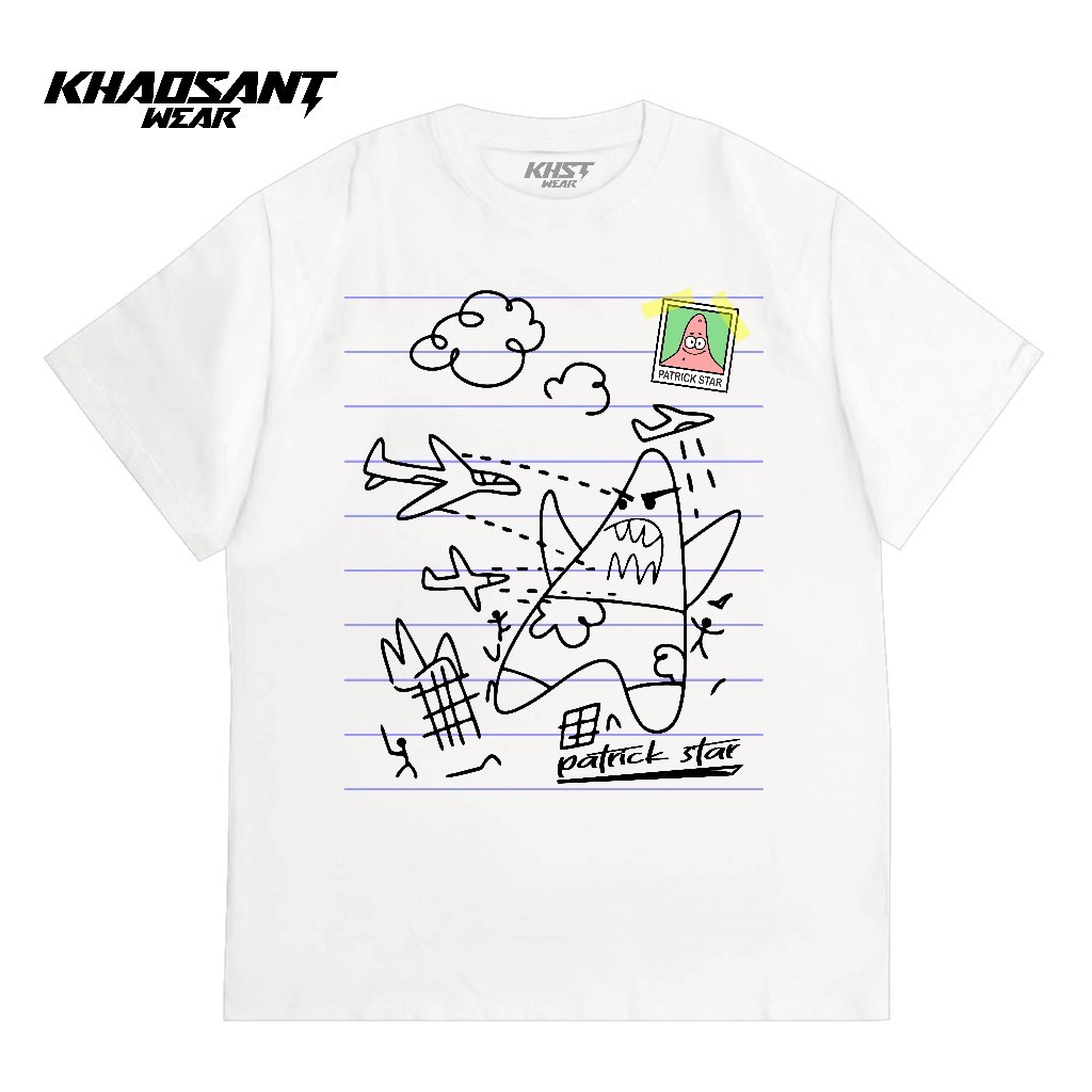KHAOSANT Kaos Tanda Tangan Patrick Star | Tshirt Patrick Signature Sponge Bob | Tanda Tangan Gambar 