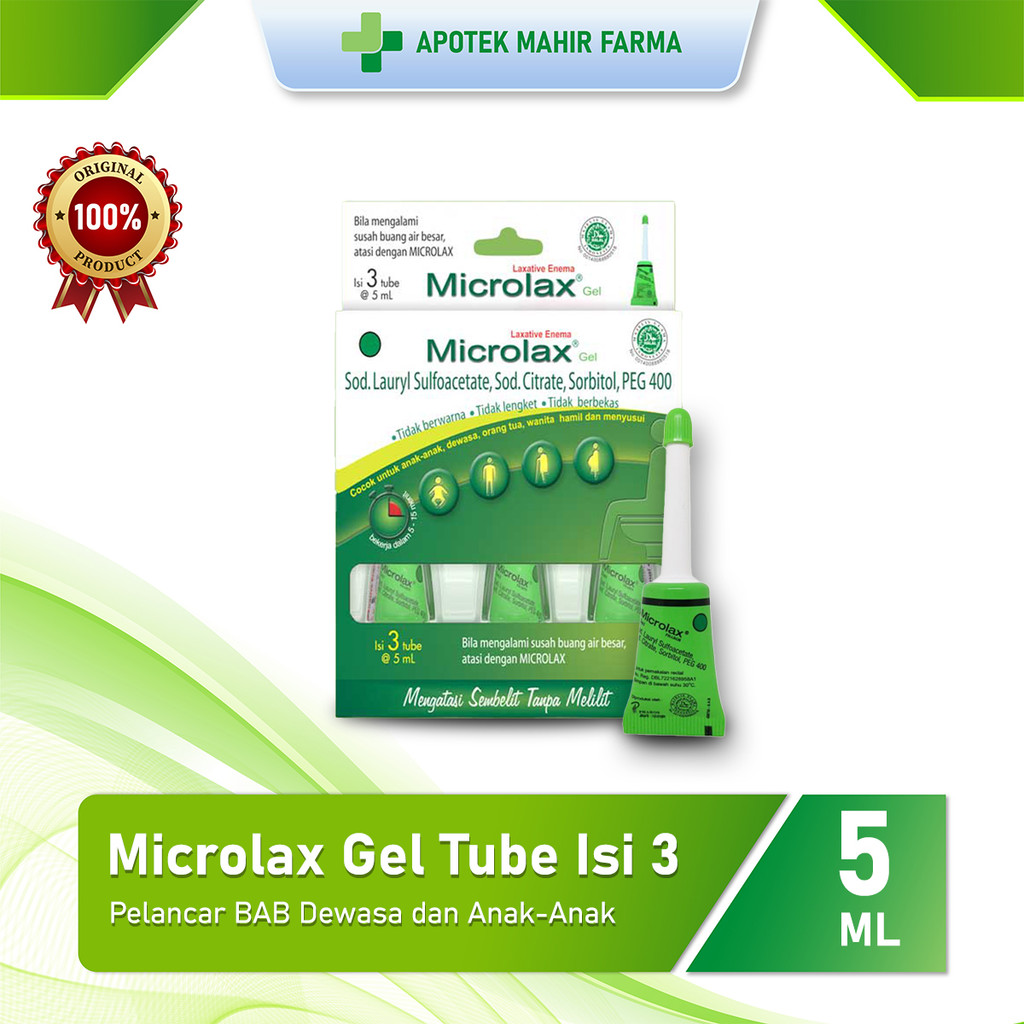 Microlax Gel 5 mL 3 Tube untuk Dewasa dan Anak - Anak BPOM 100% ORIGINAL