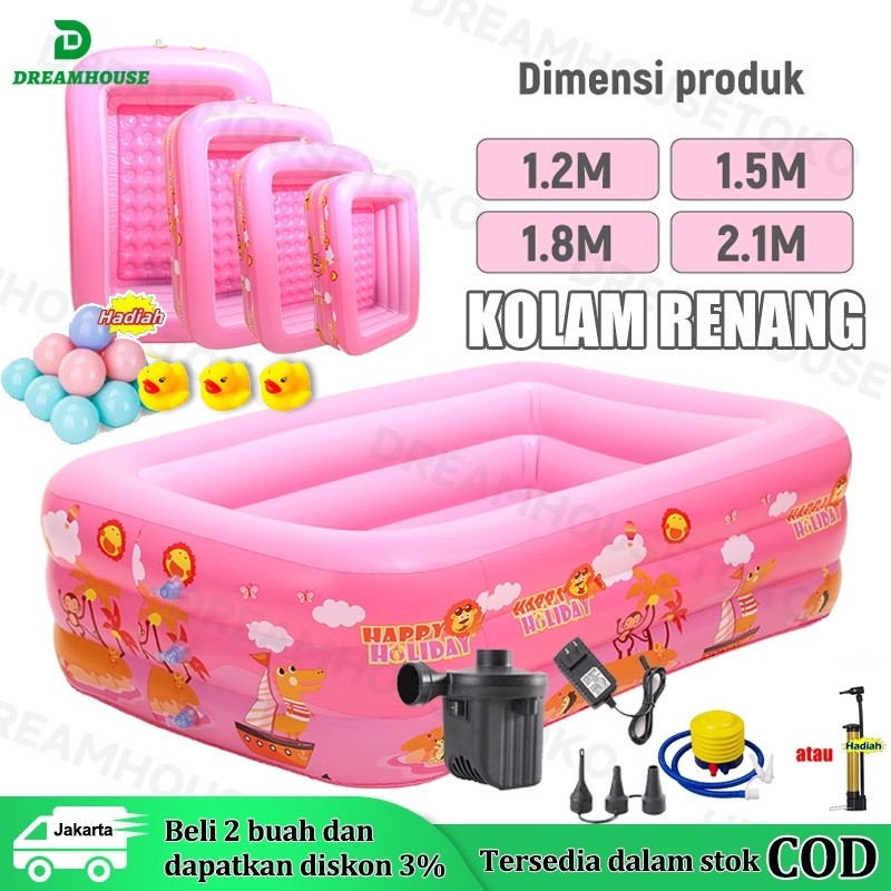 DEVANUJA 1.5-3.1M Kolam Renang Anak Jumbo 3Rings Kolam Renang Keluarga Tiup Besar Family Inflatable 