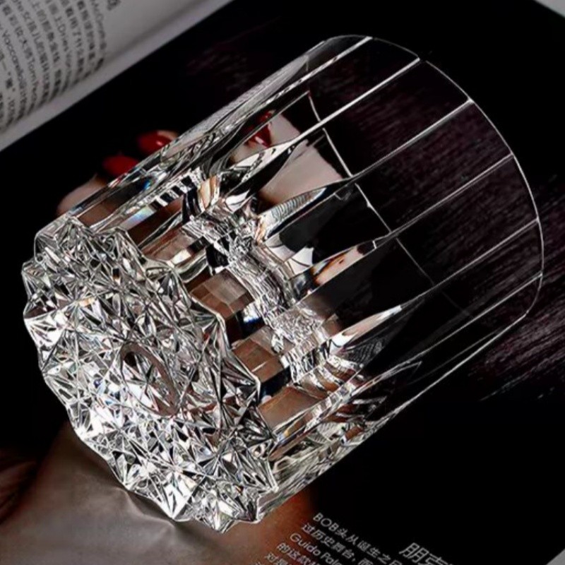 Hand Deep Orgue Bevel Cuts Pattern Whiskey Tumblers Clear Crystal Pink Blue Purple K9 Crystal Green 