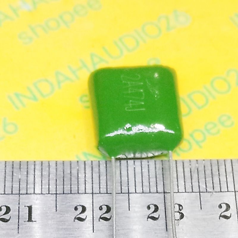 474 100v 8mm 2A474J milar hijau  470n 470nf mylar kapasitor 474j 2a474j