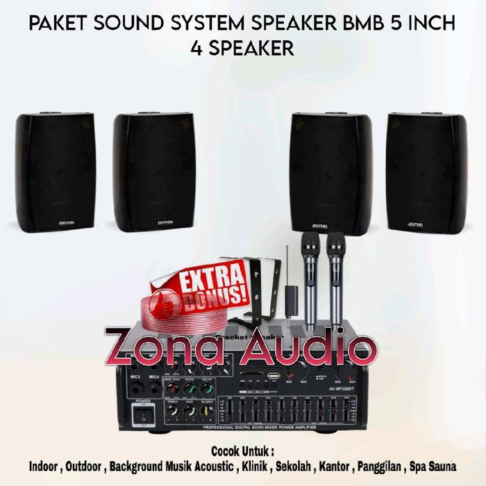 Paket Sound Cafe Resto Karaoke Speaker BMB 5 Inch 4 Speaker Amplifier Usb Bluetooth Original ( BMB 3