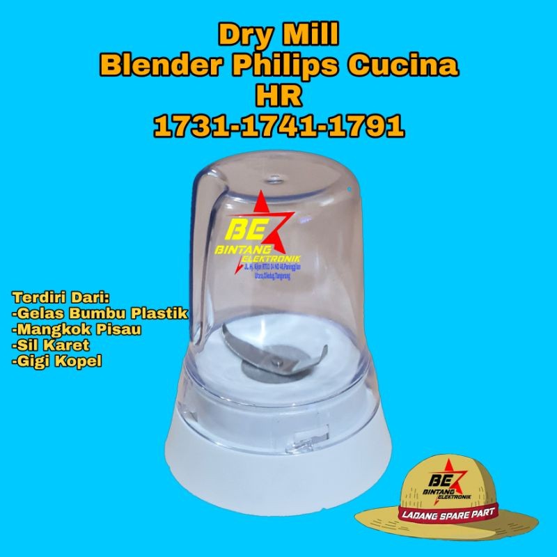 DRY MILL TABUNG GELAS BUMBU BLENDER PHILIPS CUCINA 1741 1731 set cucina     Berkualitas