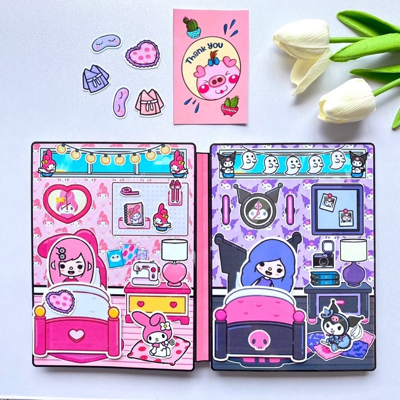 Toca Life World Quiet Book Toca Boca Kuromi and Melody Quiet Book Doll House Paper Doll House toca b