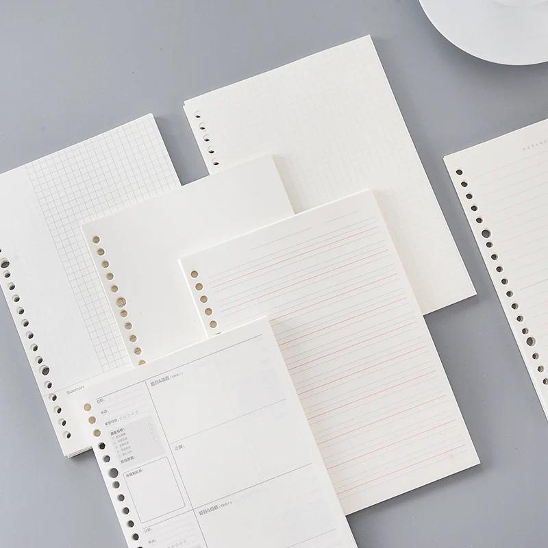 100 Sheets PP Boxed Binder Replacement Refill B5 26 Hole A5 20 Hole Grid Horizontal Line Cornell Not