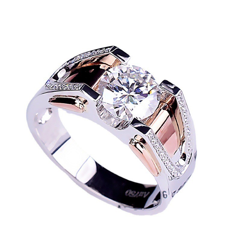 Eight Hearts Eight Arrows Ring, Imitation Moissanite Ring,  Bull Horn Men's Ring