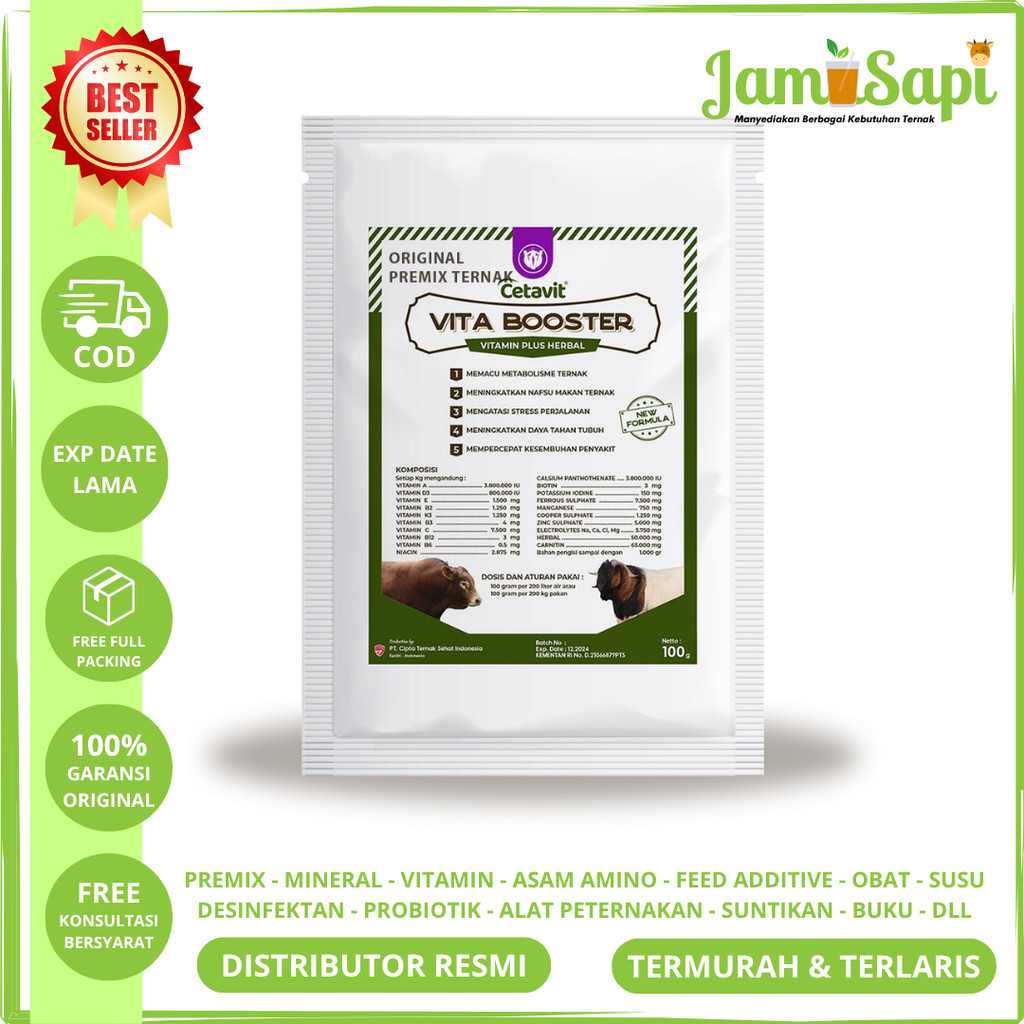 VITA BOOSTER | Multivitamin Penambah Nafsu Makan dan Mempercepat Penyembuhan Penyakit Pada Sapi Kamb