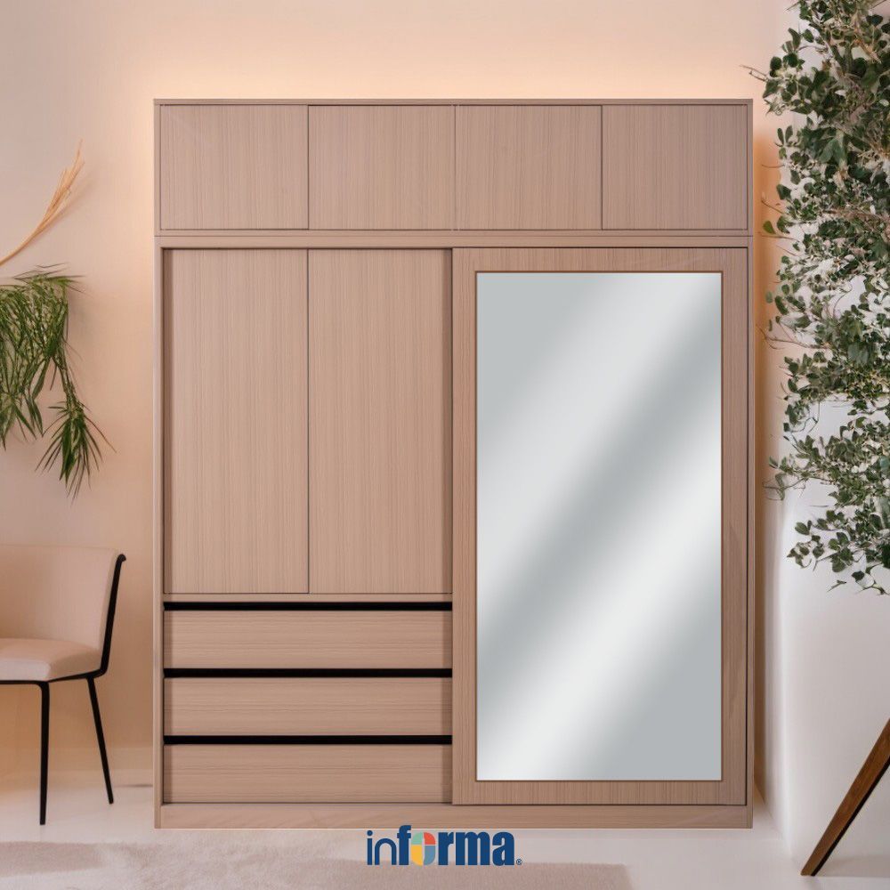 Informa Levon Lemari Pakaian - Cokelat Lemari Baju Almari Baju Lemari Kamar Lemari Minimalis Wardrob