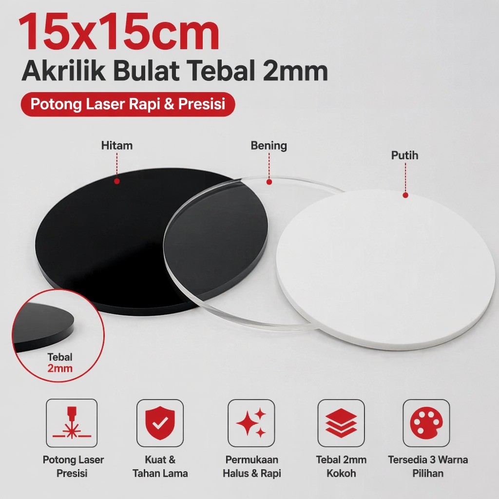 akrilik tatakan Akrilik bulat  bahan akrilik bening ukuran 15x15cm 2mm