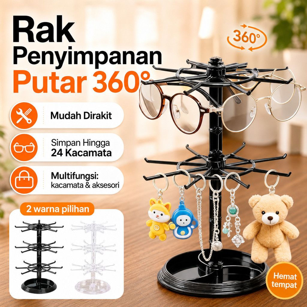 [Promo Terbatas] | Rak Penyimpanan Perhiasan Dapat Diputar 360° | Display Aksesoris Organizer Putar 