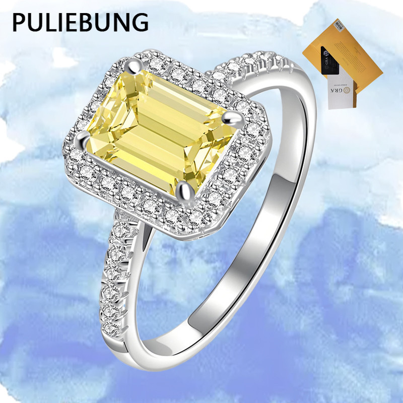 PULIEBUNG - Cincin Persegi Moissanite Bertabur Mikro Untuk Fashion
