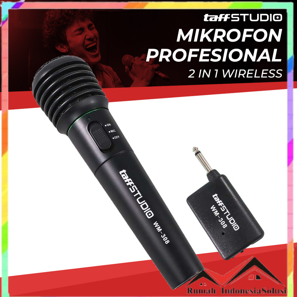 

- TaffSTUDIO Mikrofon Karaoke Mic Profesional 2 in 1 Wireless Wired - WM-308 -