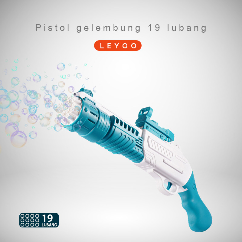 Mainan anak gelembung sabun pistol gelembung otomatis 19 lubang