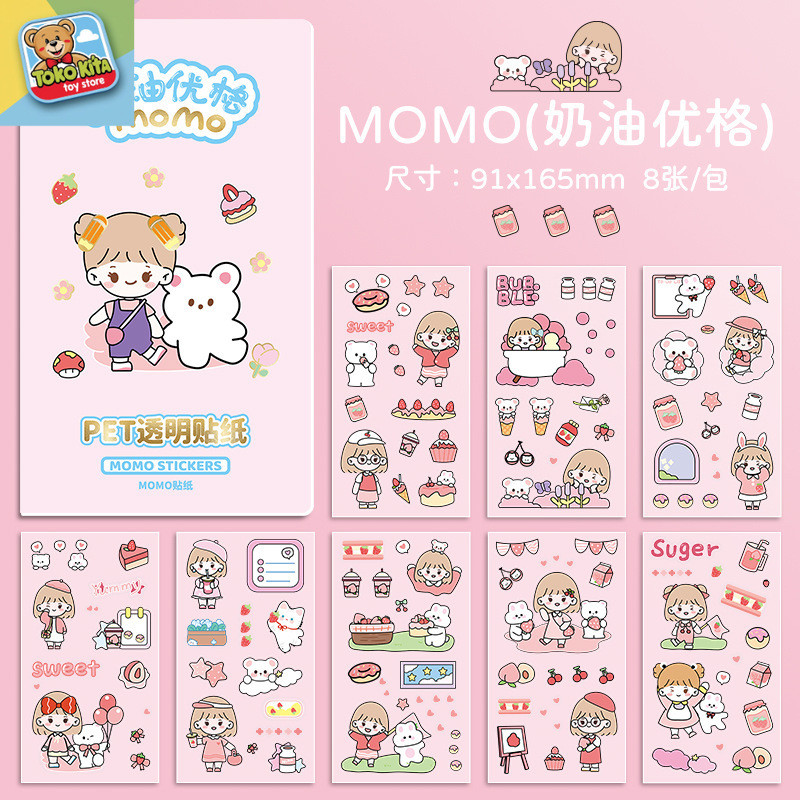 

Viral Sticker Momo Scrapbook isi 7 Lembar Stiker Momo Karakter Lucu 4 Warna Stiker Momo Murah