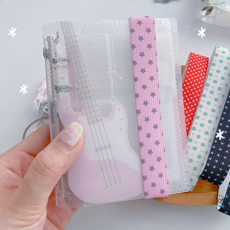 

Dots Pattern Elastic Tie Band for M5 Loose-leaf Notebook Journal Scrapbook Card Collection Book Anti-bursting Fixing Strap Rope
