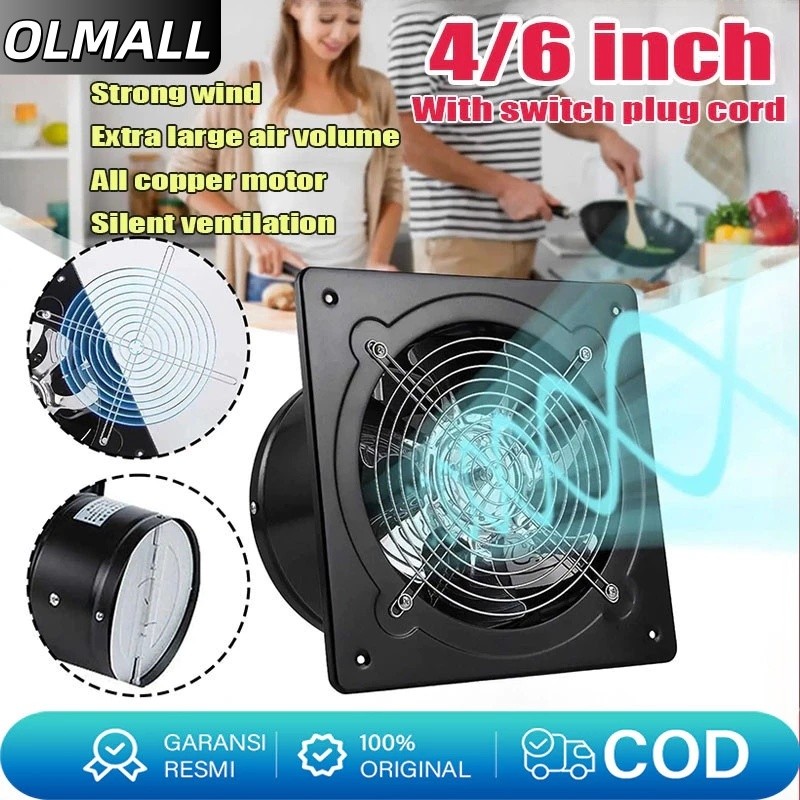Exhaust Fan Dinding 4Inch Kipas Exhaust Ventilasi Dinding exhaust fan kamar mandi Booster Fan