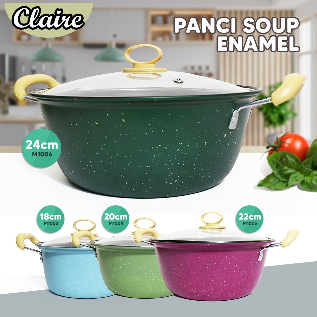 Panci Sop Banyak Ukuran / Panci Sop Enamel Stainless / Soup Pot Panci Susu Enamel - Harga Grosir