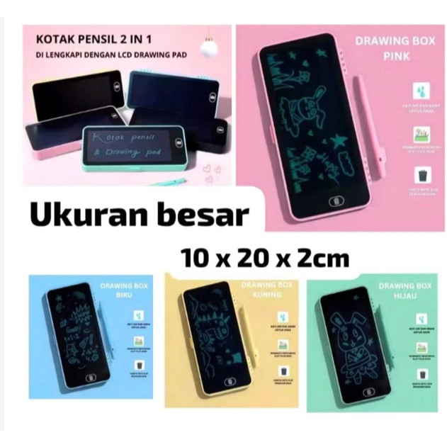 

JS Kotak Pensil Lcd Drawing Pad with Digital Erasable Tablet - 2 in 1