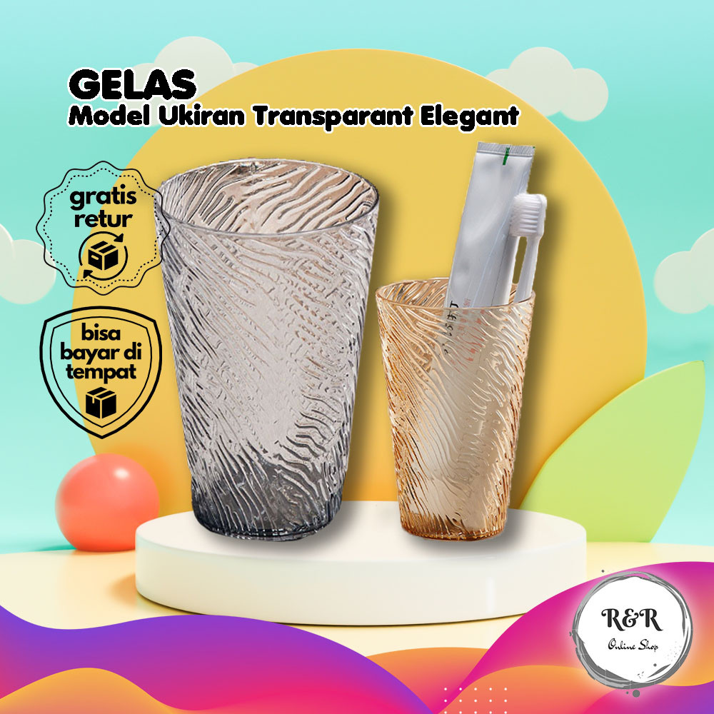 Gelas Aesthetic Motif Premium Gelas Bening Gelas Plastik Transparan Motif Unik Cantik Ringan Dan Ant