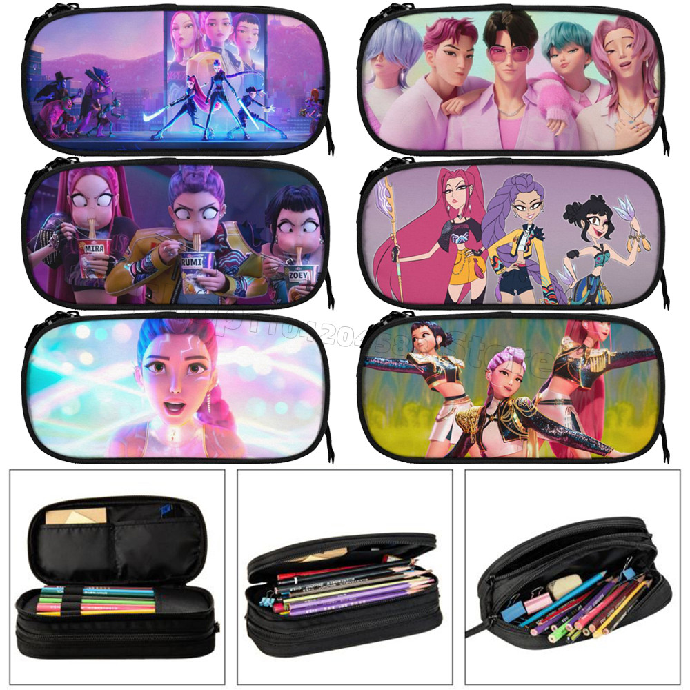 

Kpop Demon Hunters Pencil Case School Saja Boys Pen Bag Art Supplies Oxford Cloth Pencil Pouch Stationery Back To School Gift