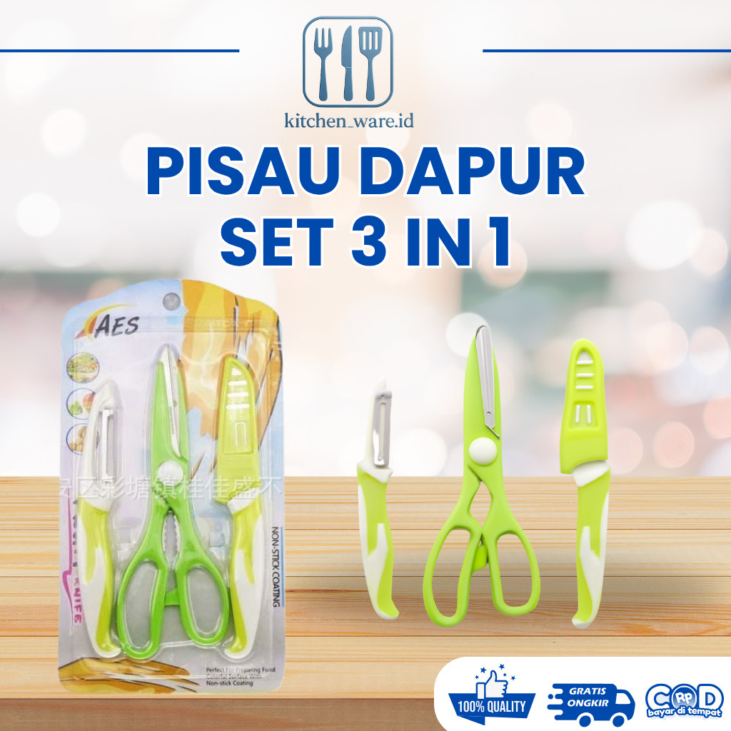 Pisau Dapur Set Gunting - Gunting Set Serbaguna 3 in1 set