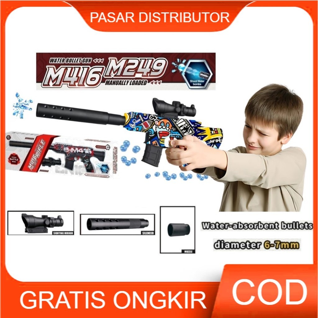 Mainan Anak TSG-034 BATTLE IMITATE M416 RFLE MANUALLY LOADED Mainan Tembakan M416 Water Bubble Outdo