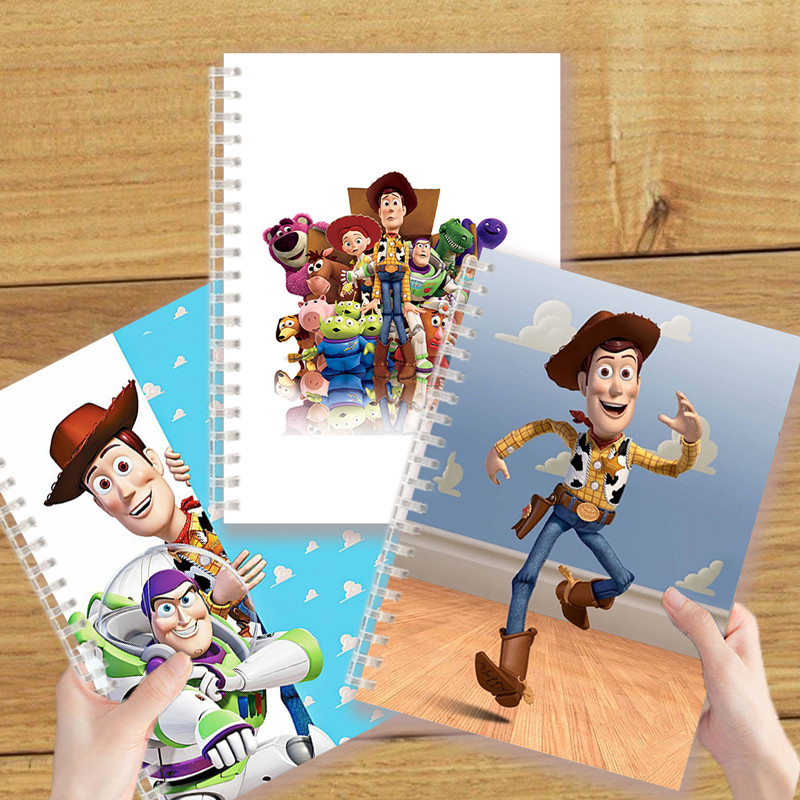 

A5 Spiral Notebook Toy Story Talking Woody Buzz Jessie Rex Disney Stories Figures Anime Characters Collection Figurine Kids Gift