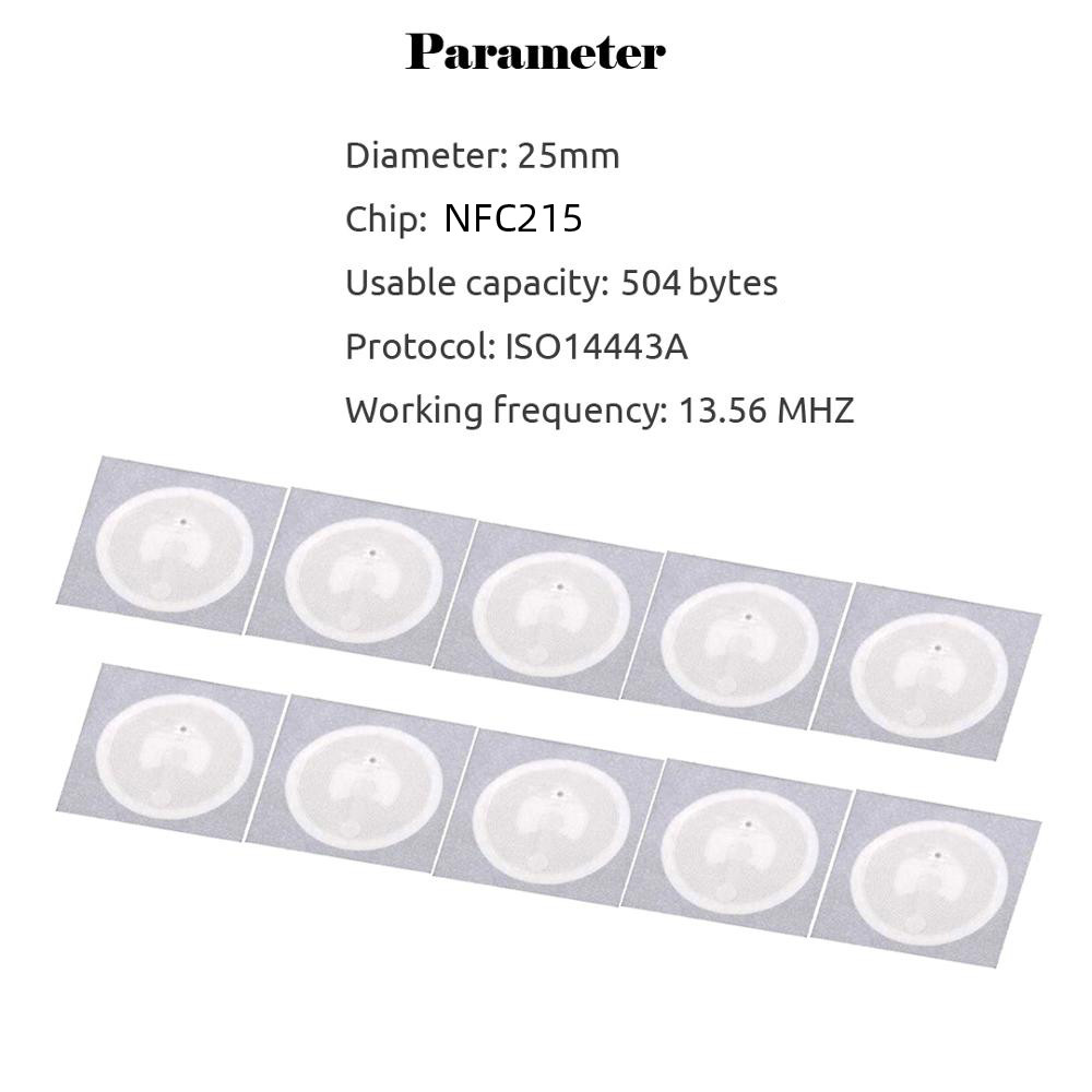 

5YOA 100pcs NFC215 Stickers 13.56MHz Badges Labels for Huawei Share Personal Automation Shortcuts Non-Volatile Memory NFC Tags