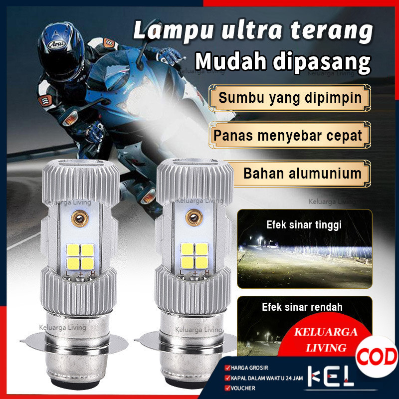 COD LAMPU DEPAN MOTOR LED PHILIPS-LAMPU LED 2SISI H6 ARUS DC P15D M5 BST BOHLAM LAMPU DEPAN MOTOR LE