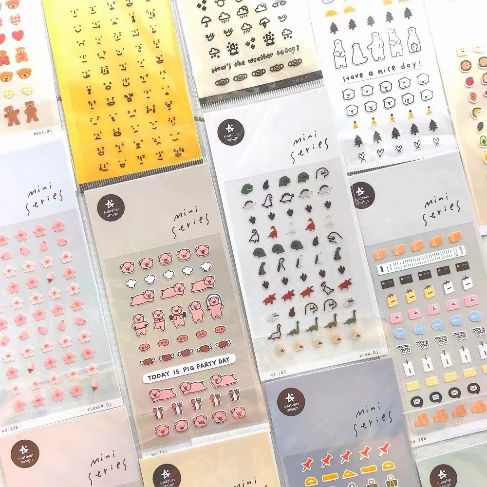 

Suatelier Mini Stickers Korean Cartoon Dinosaur Animal Scrapbooking DIY Nail Sticker Junk Journal Diary Decor Craft Supplies