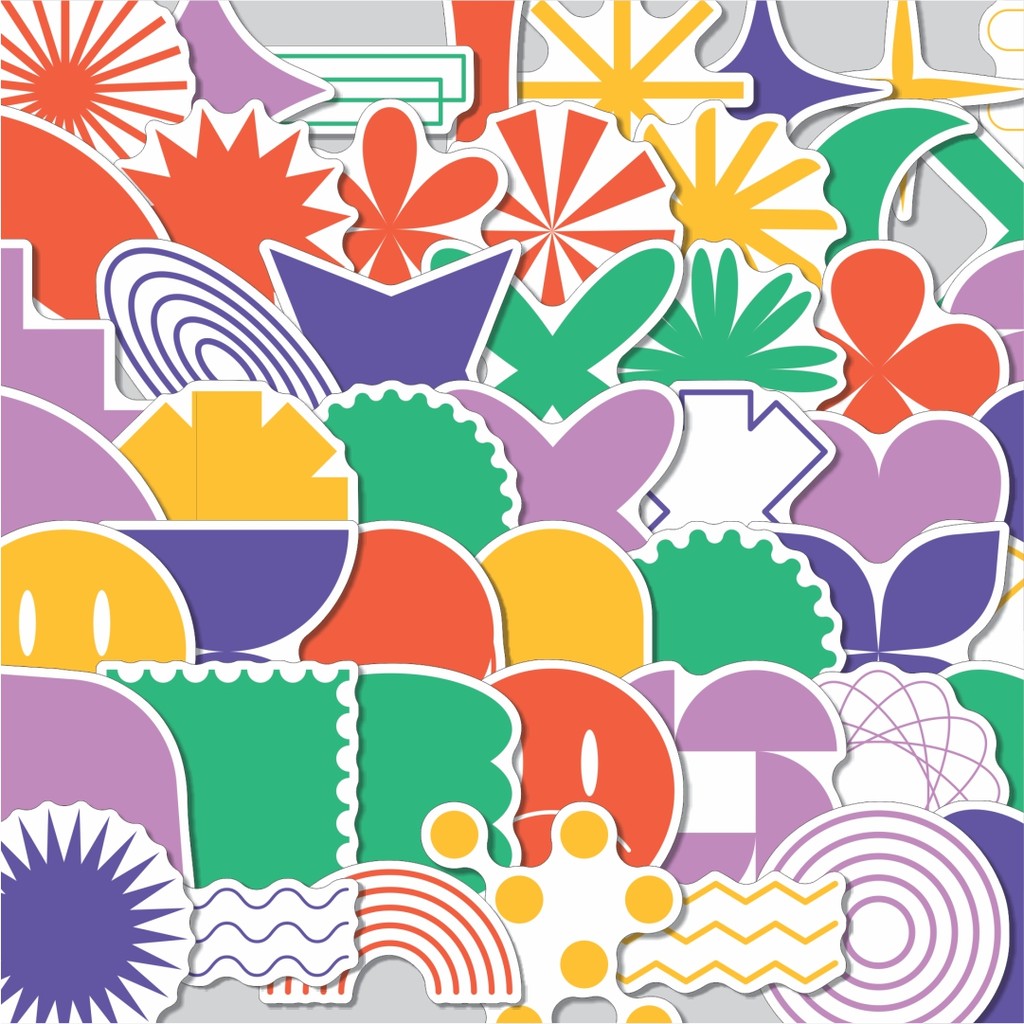 

Stiker Cutting Pack Stiker Geometric Brutalist Shape [Bentuk Geometris] Isi 100Pcs Series Aesthetic Lucu Keren Untuk Koper Bahan Vynil