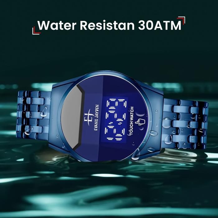 [Promo]BEST DISKON    Evans Jayden Jam Tangan Wanita dan Pria 9954 Rantai Stainless Steel Digital To