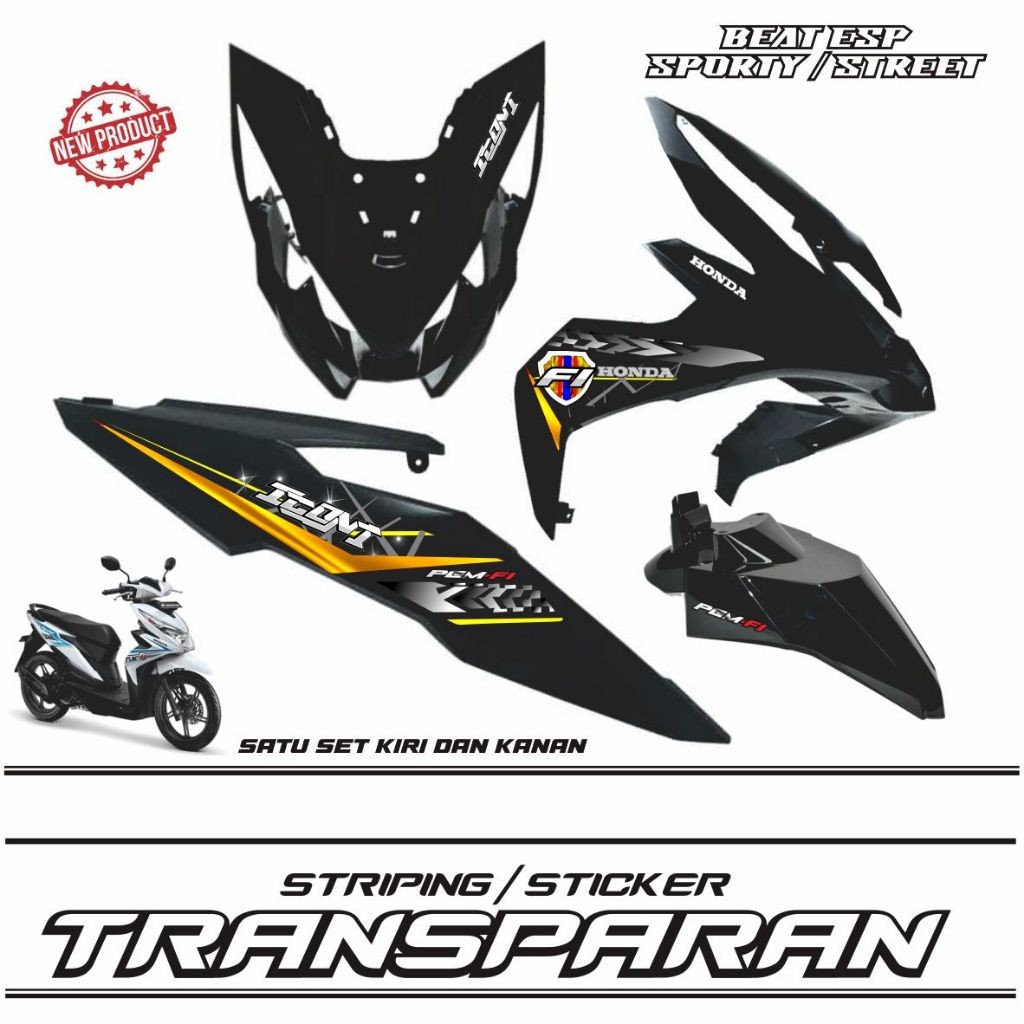 STIKER MOTIF GOLD BEAT ESP BEAT STREET VARIASI TRANSPARAN STIKER TRANSFARAN MOTOR