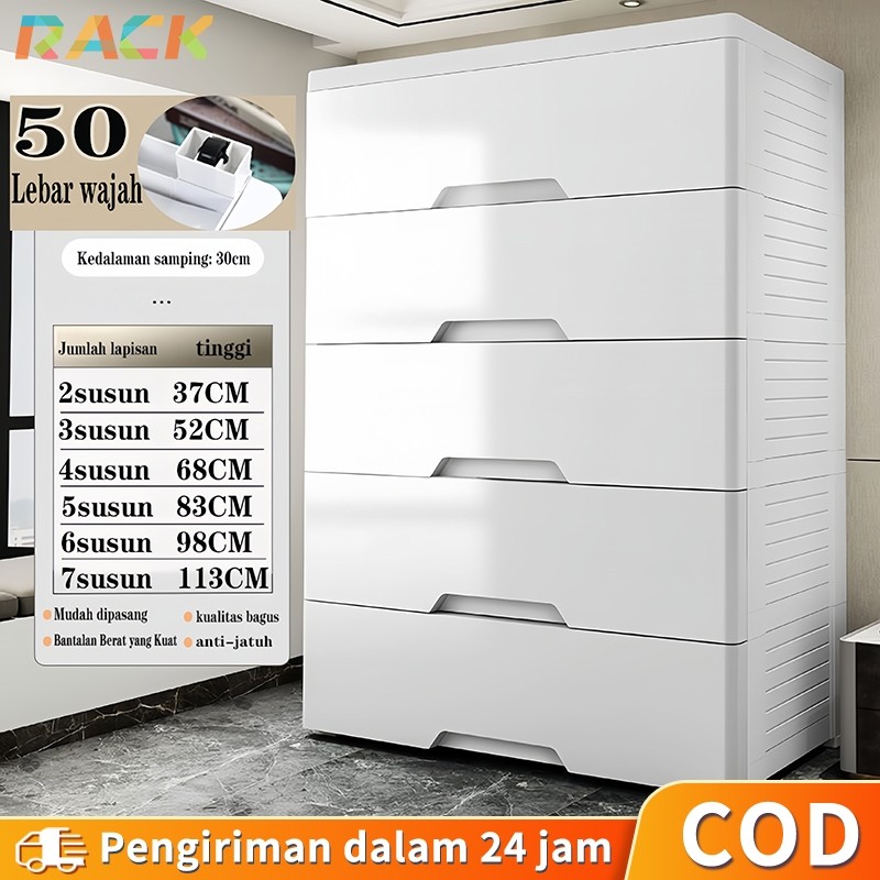 ZENITSTORE 7 Susun Lemari Pakaian Plastik Drawer Storage Cabinet Putih Lemari Plastik Susun Lemari P