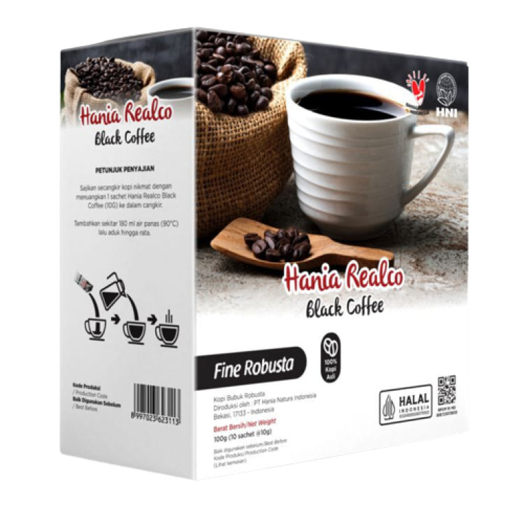 

Hania Realco Black Coffee | Robusta Premium - Kopi Hitam Herbal HNI HPAI Original 100%
