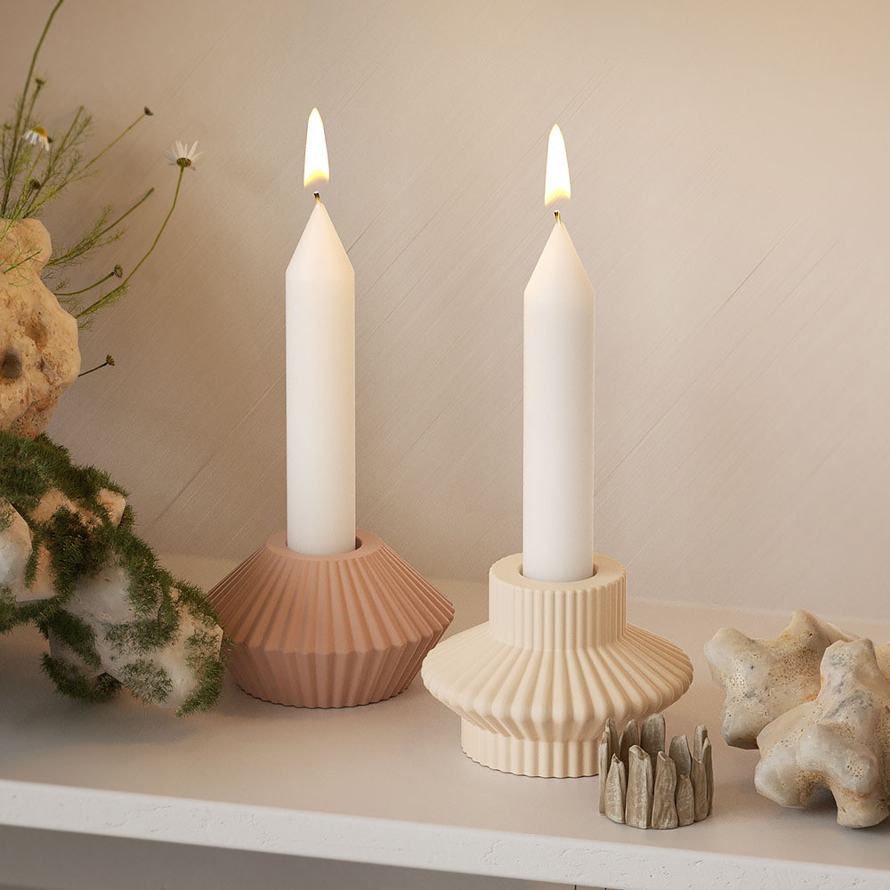 

Striped Candlestick Silicone Molds DIY Round Candlestick Crafts Making Plaster Concrete Lantern Resin Molds Home Decoration