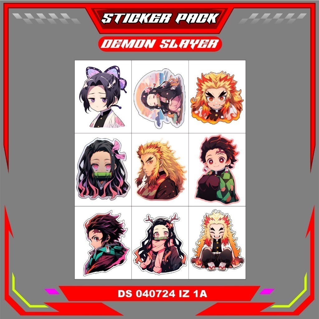 

Stiker Sticker Setiker Setikker Pack UV DTF Motif Demon Slayer Hitam Kuning P45